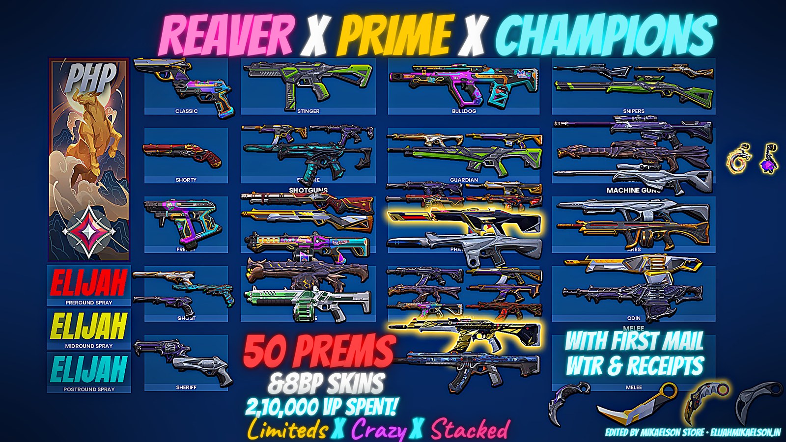 Sample edit, 50 skins, Stacked style